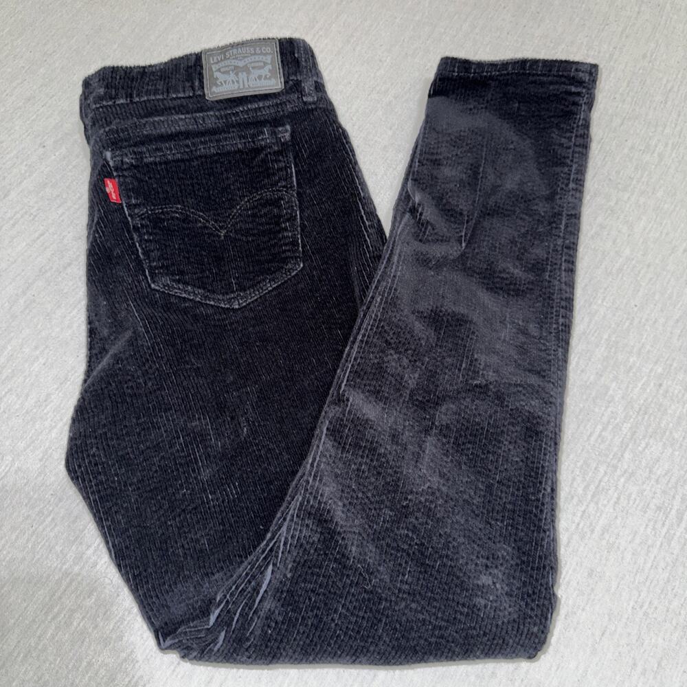 LEVIs 711 Women’s Skinny Blue Corduroy Pants 31X30 Five-Pocket Irregular EUC
